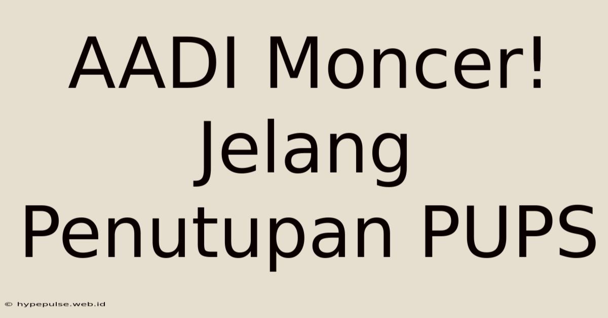 AADI Moncer! Jelang Penutupan PUPS