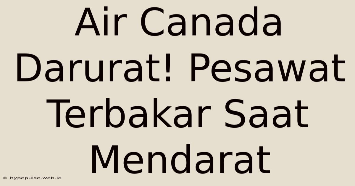 Air Canada Darurat! Pesawat Terbakar Saat Mendarat