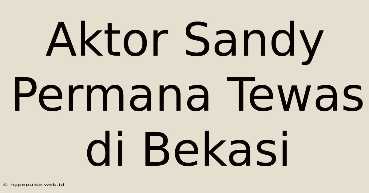 Aktor Sandy Permana Tewas Di Bekasi