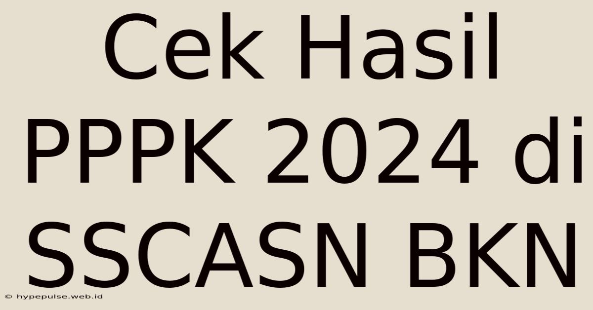 Cek Hasil PPPK 2024 Di SSCASN BKN