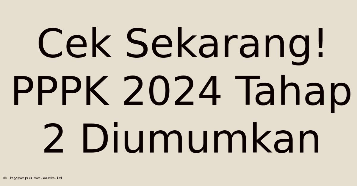 Cek Sekarang! PPPK 2024 Tahap 2 Diumumkan