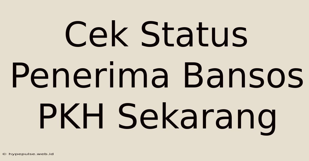 Cek Status Penerima Bansos PKH Sekarang