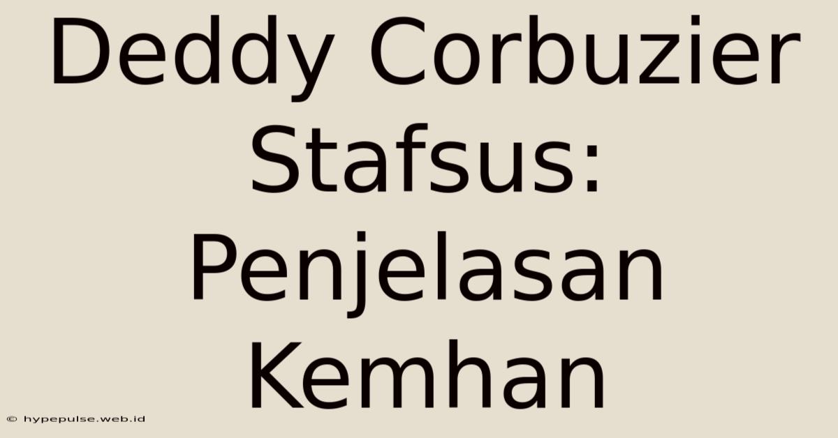 Deddy Corbuzier Stafsus: Penjelasan Kemhan