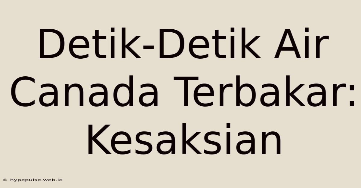 Detik-Detik Air Canada Terbakar: Kesaksian