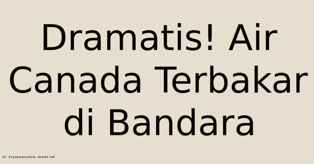 Dramatis! Air Canada Terbakar Di Bandara