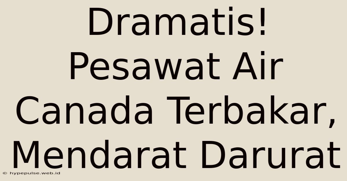 Dramatis! Pesawat Air Canada Terbakar, Mendarat Darurat