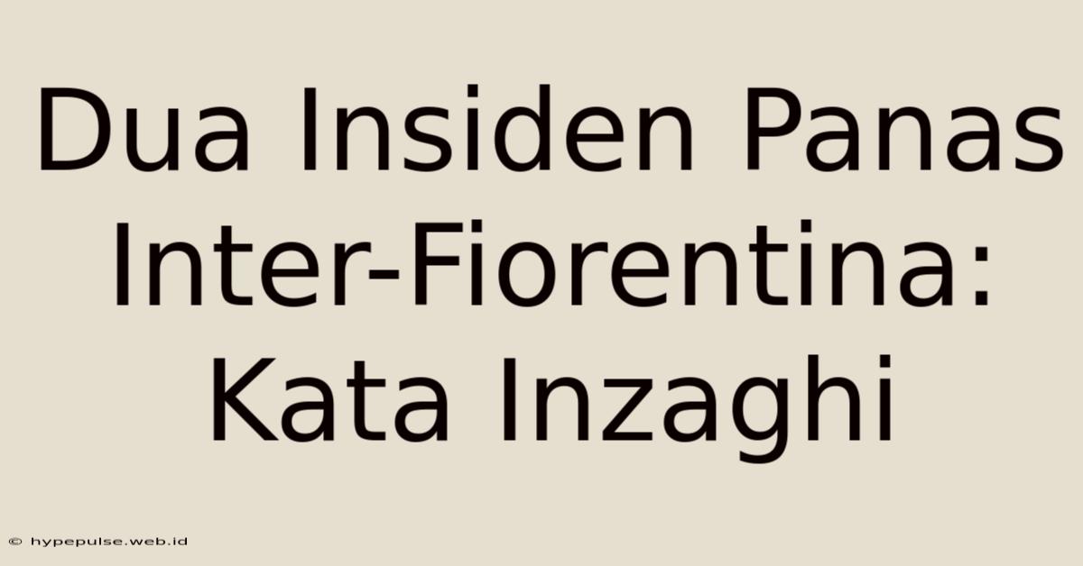 Dua Insiden Panas Inter-Fiorentina: Kata Inzaghi