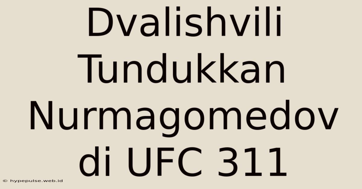 Dvalishvili Tundukkan Nurmagomedov Di UFC 311