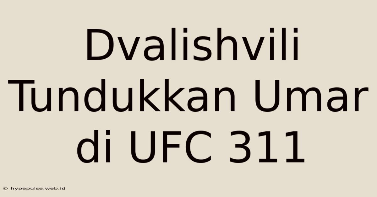 Dvalishvili Tundukkan Umar Di UFC 311