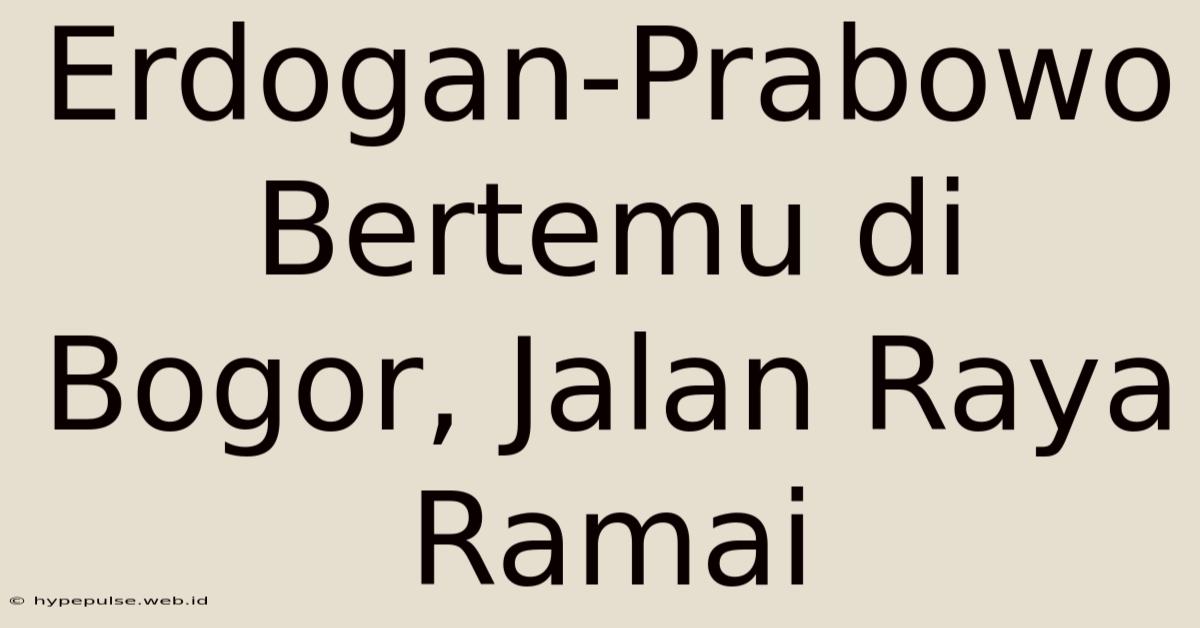 Erdogan-Prabowo Bertemu Di Bogor, Jalan Raya Ramai