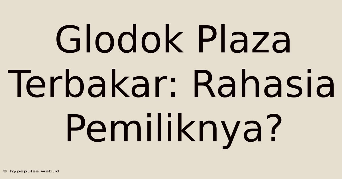 Glodok Plaza Terbakar: Rahasia Pemiliknya?