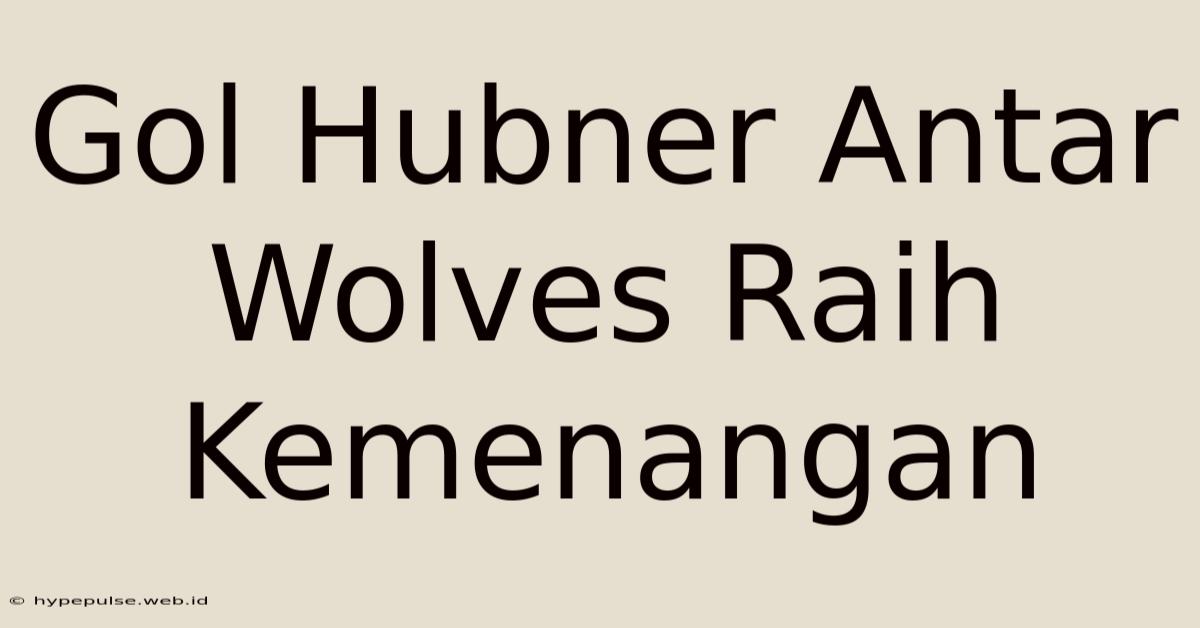 Gol Hubner Antar Wolves Raih Kemenangan