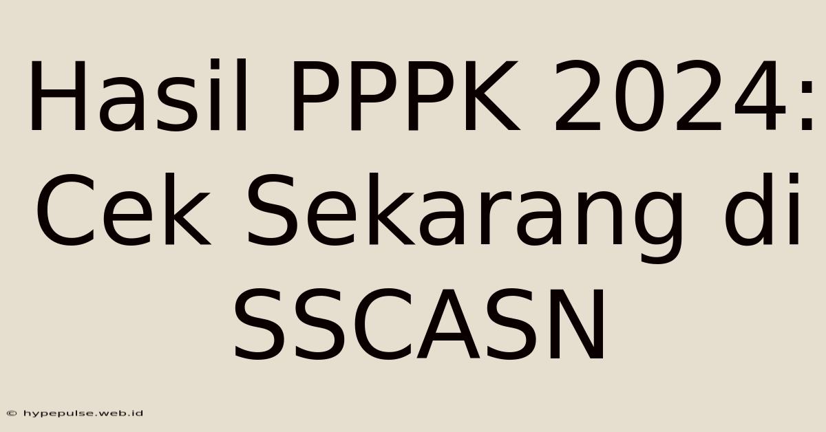 Hasil PPPK 2024: Cek Sekarang Di SSCASN