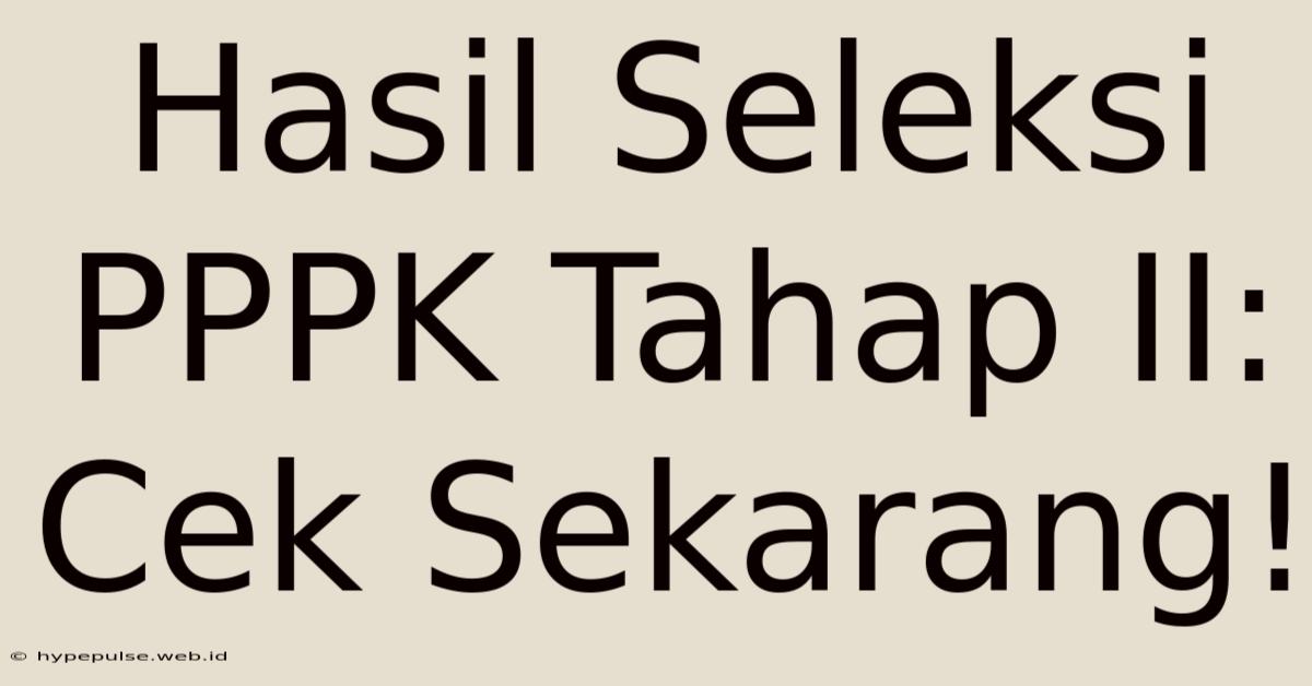 Hasil Seleksi PPPK Tahap II: Cek Sekarang!