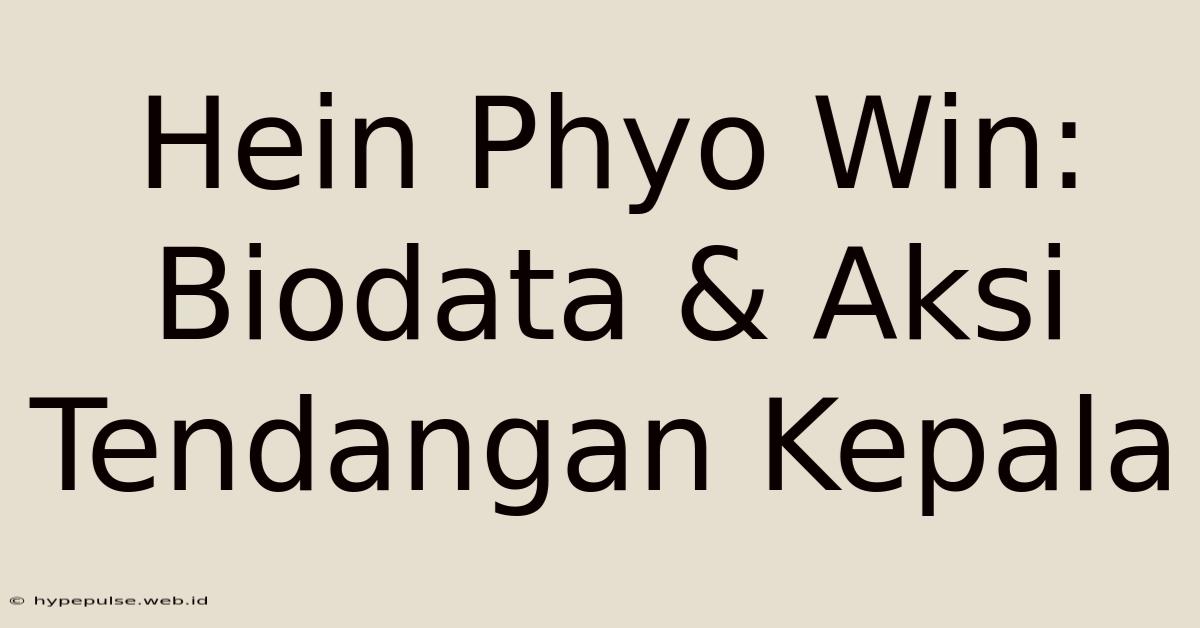 Hein Phyo Win: Biodata & Aksi Tendangan Kepala