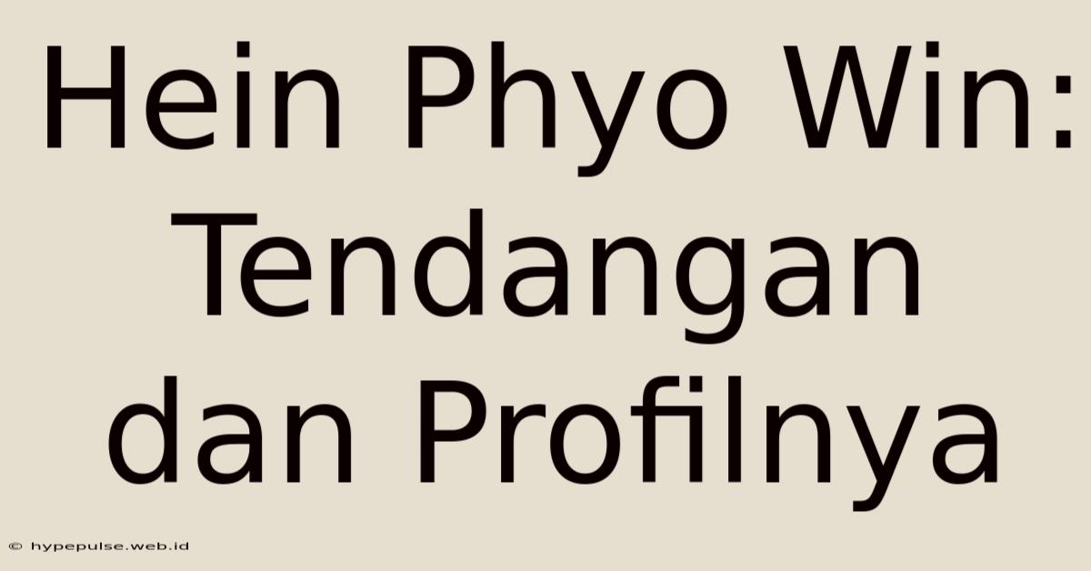 Hein Phyo Win: Tendangan Dan Profilnya