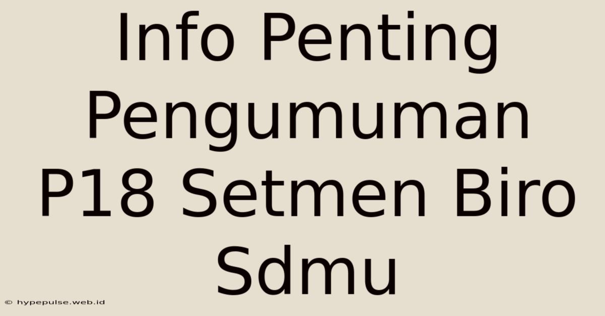 Info Penting Pengumuman P18 Setmen Biro Sdmu