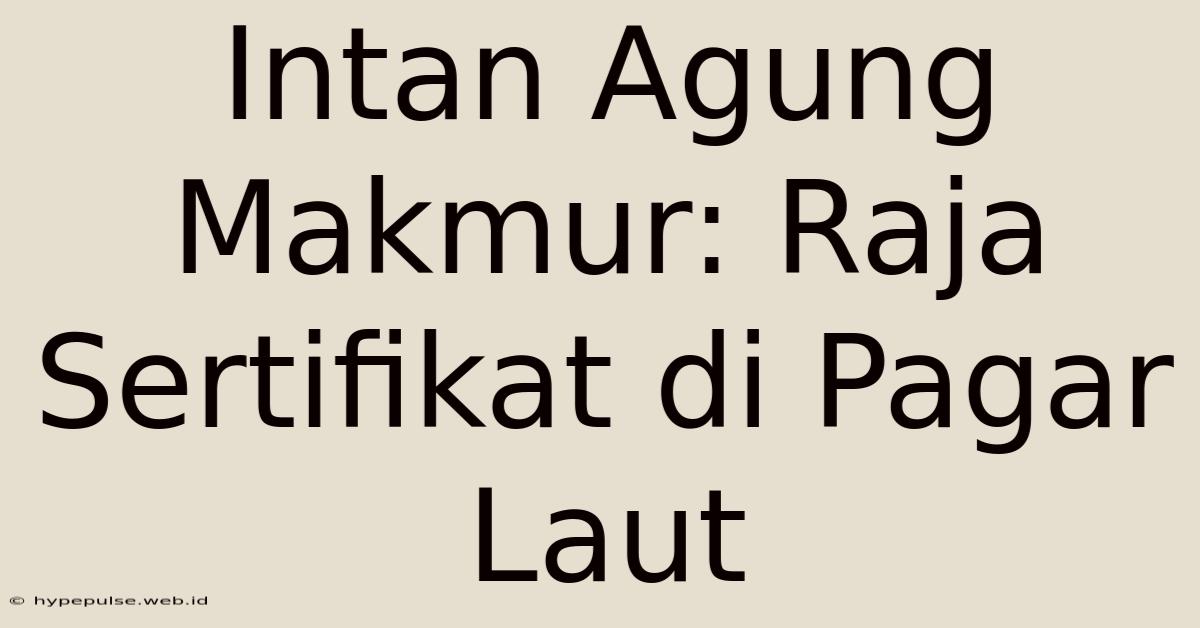 Intan Agung Makmur: Raja Sertifikat Di Pagar Laut