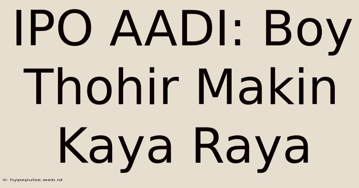 IPO AADI: Boy Thohir Makin Kaya Raya