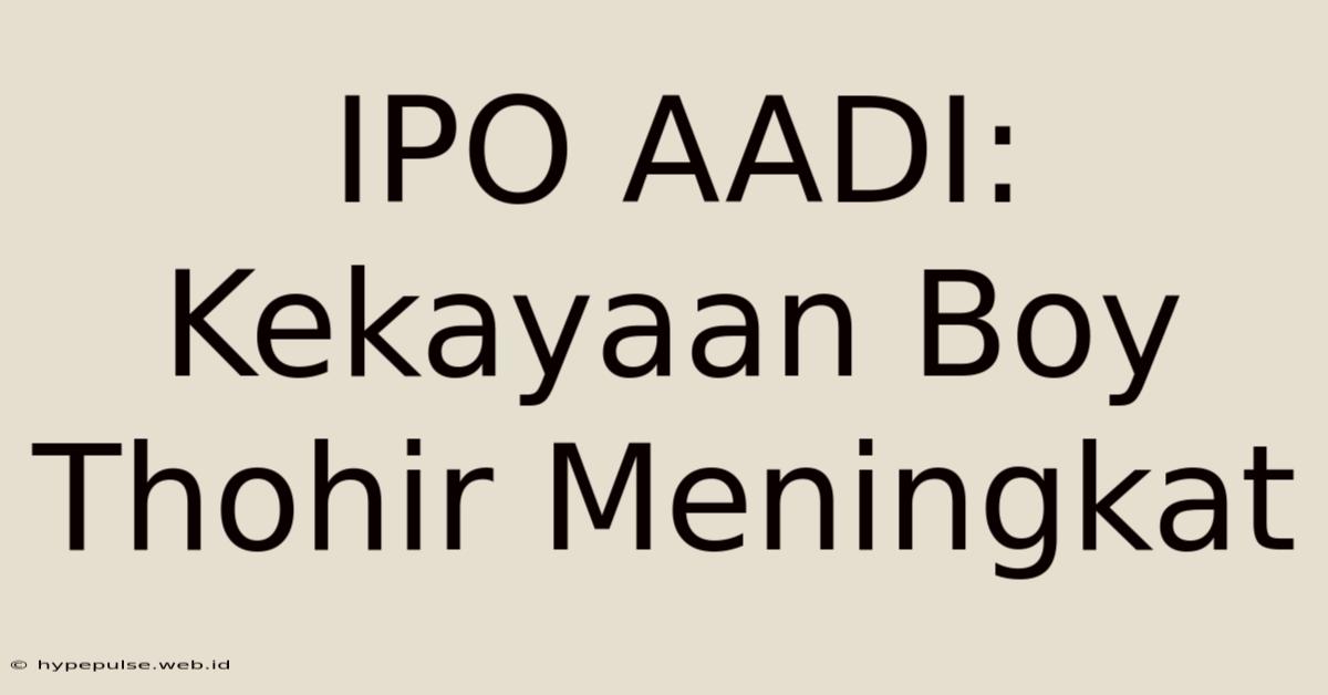 IPO AADI: Kekayaan Boy Thohir Meningkat