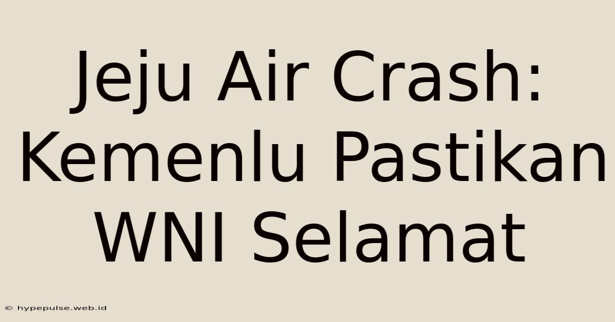 Jeju Air Crash: Kemenlu Pastikan WNI Selamat