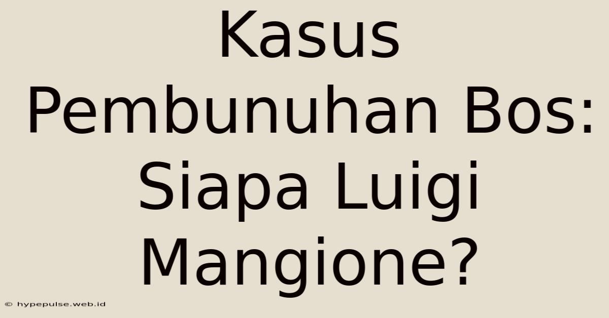 Kasus Pembunuhan Bos: Siapa Luigi Mangione?