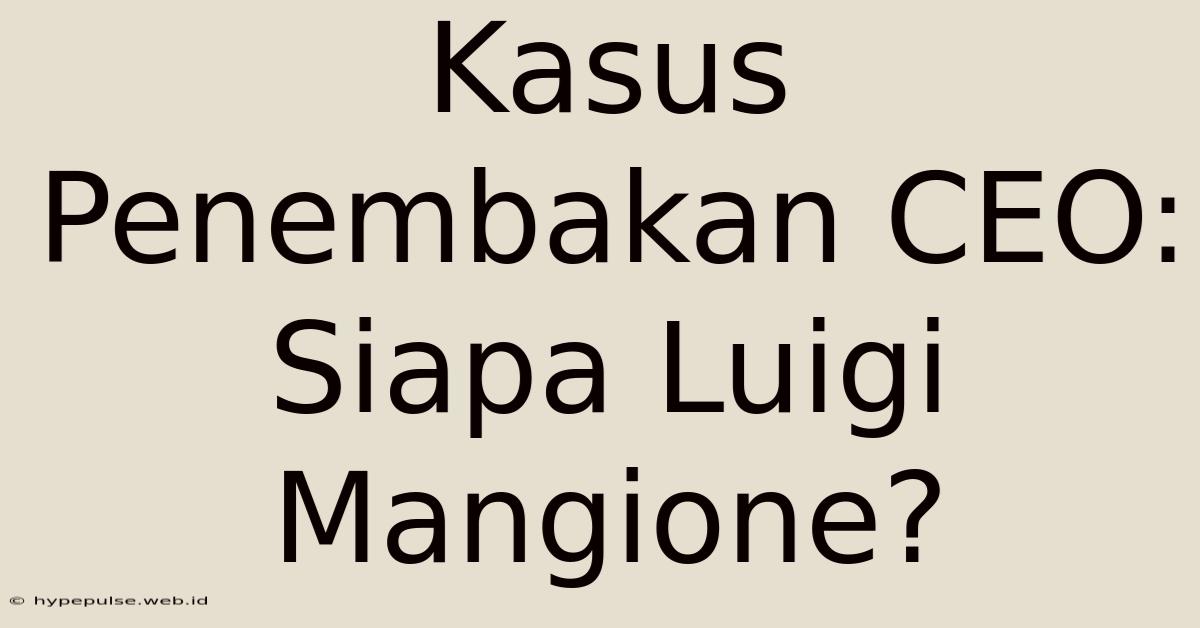 Kasus Penembakan CEO: Siapa Luigi Mangione?