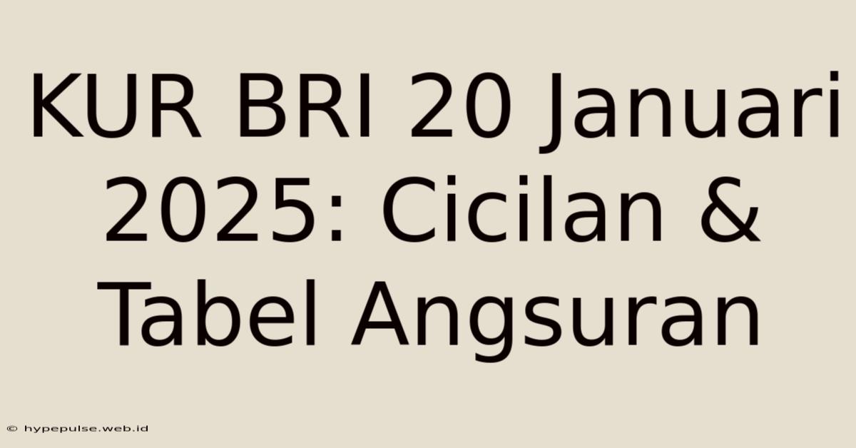 KUR BRI 20 Januari 2025: Cicilan & Tabel Angsuran