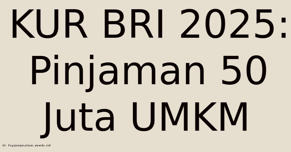 KUR BRI 2025: Pinjaman 50 Juta UMKM