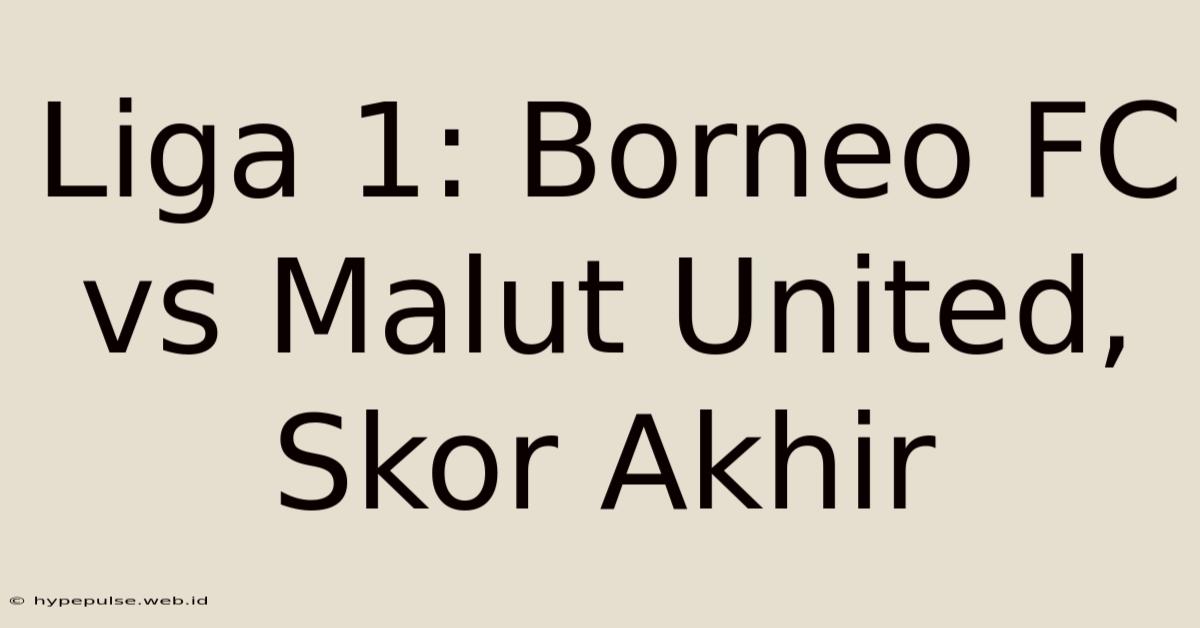 Liga 1: Borneo FC Vs Malut United, Skor Akhir