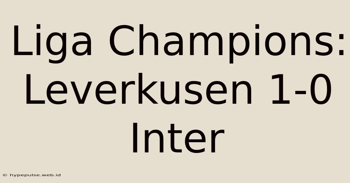 Liga Champions: Leverkusen 1-0 Inter