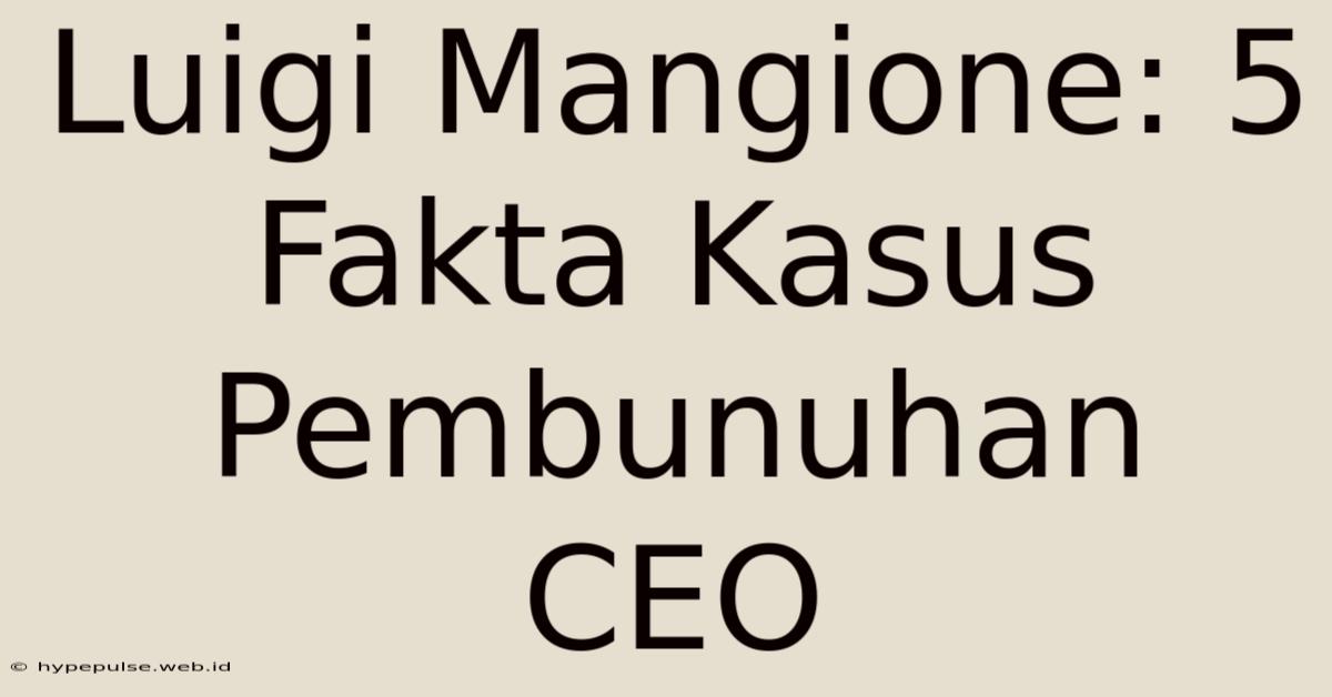 Luigi Mangione: 5 Fakta Kasus Pembunuhan CEO