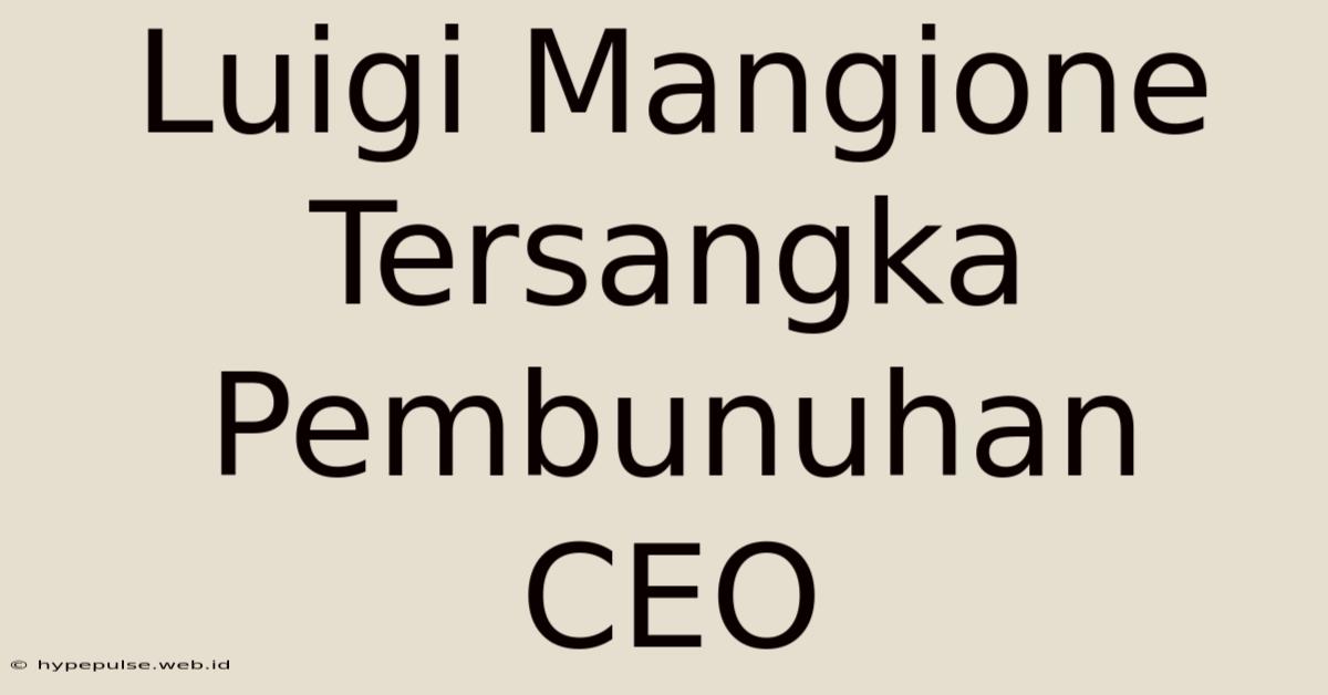 Luigi Mangione Tersangka Pembunuhan CEO