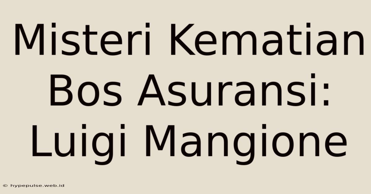 Misteri Kematian Bos Asuransi: Luigi Mangione