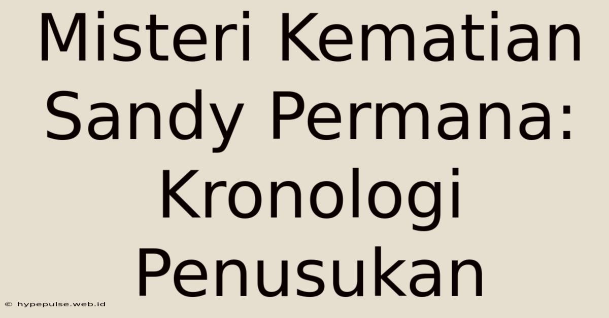 Misteri Kematian Sandy Permana: Kronologi Penusukan