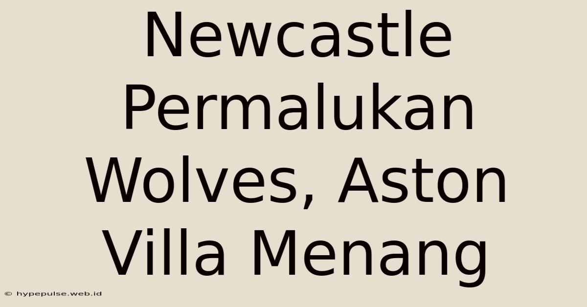 Newcastle Permalukan Wolves, Aston Villa Menang