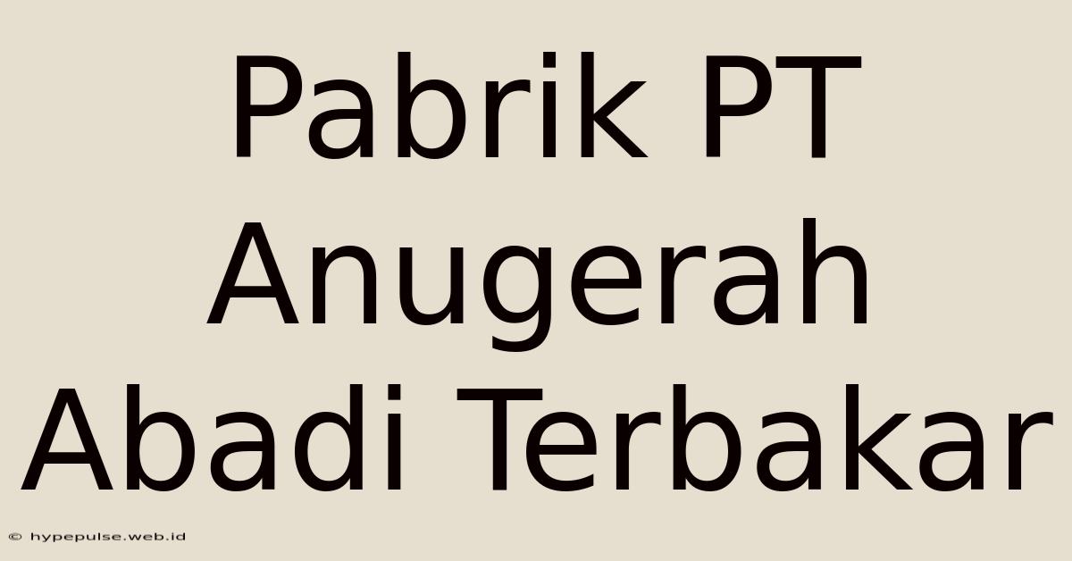 Pabrik PT Anugerah Abadi Terbakar