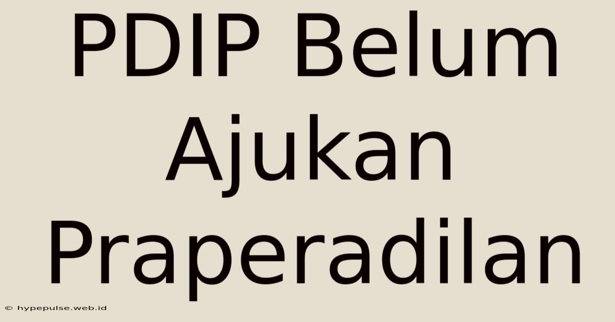 PDIP Belum Ajukan Praperadilan