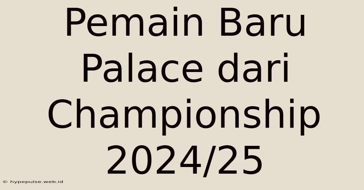 Pemain Baru Palace Dari Championship 2024/25