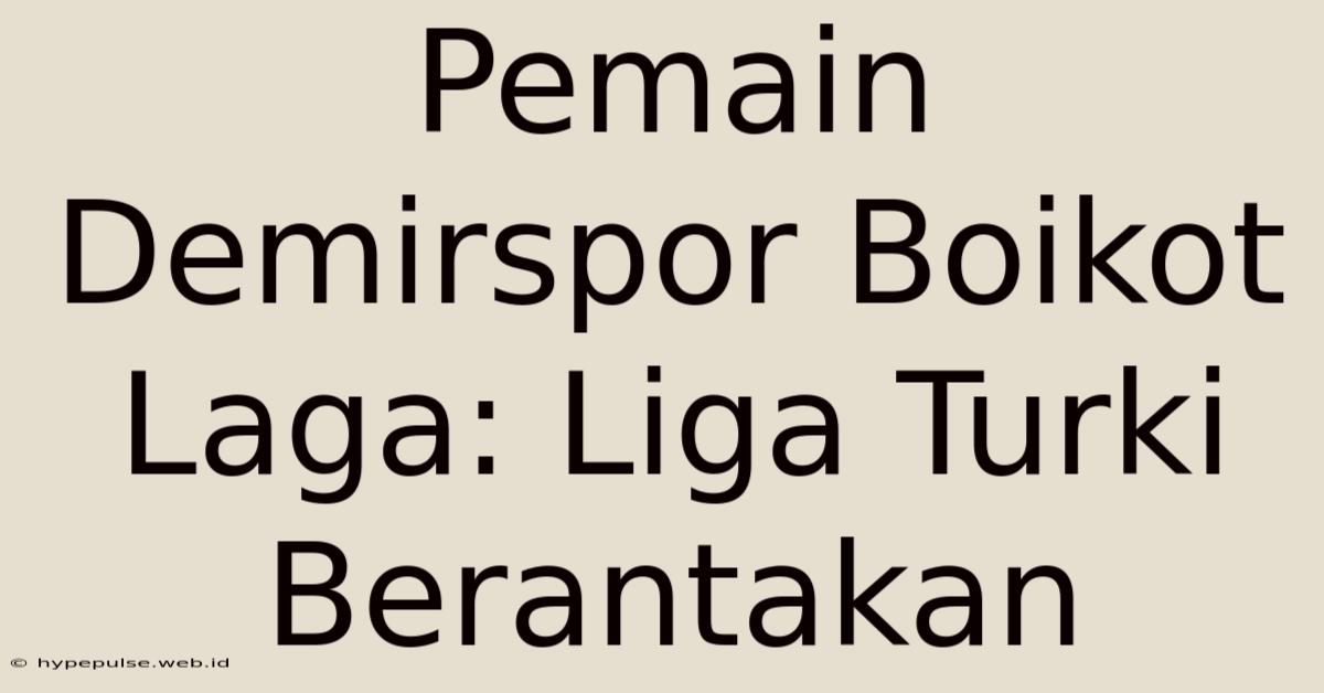 Pemain Demirspor Boikot Laga: Liga Turki Berantakan