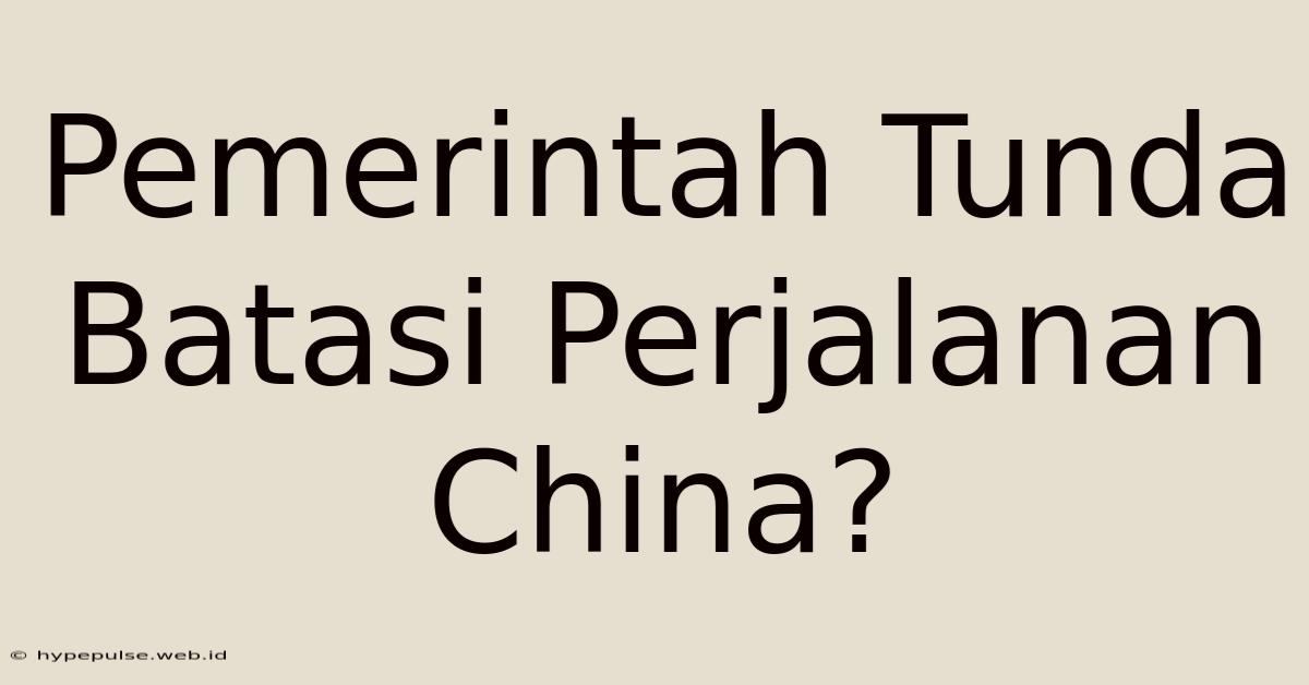 Pemerintah Tunda Batasi Perjalanan China?