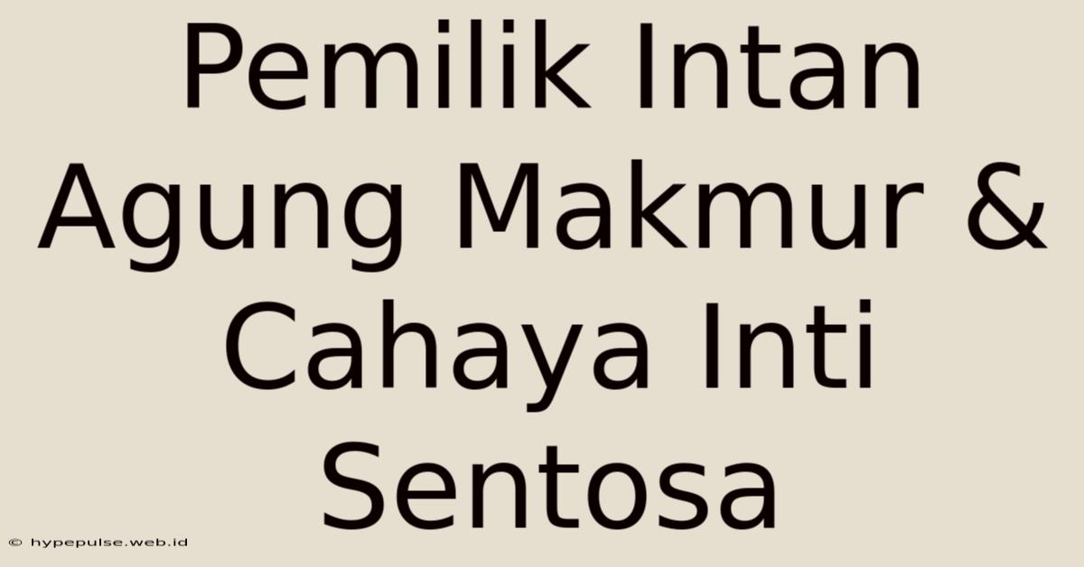 Pemilik Intan Agung Makmur & Cahaya Inti Sentosa