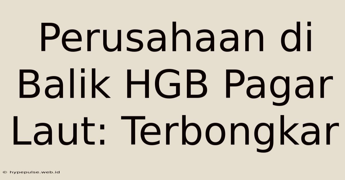 Perusahaan Di Balik HGB Pagar Laut: Terbongkar