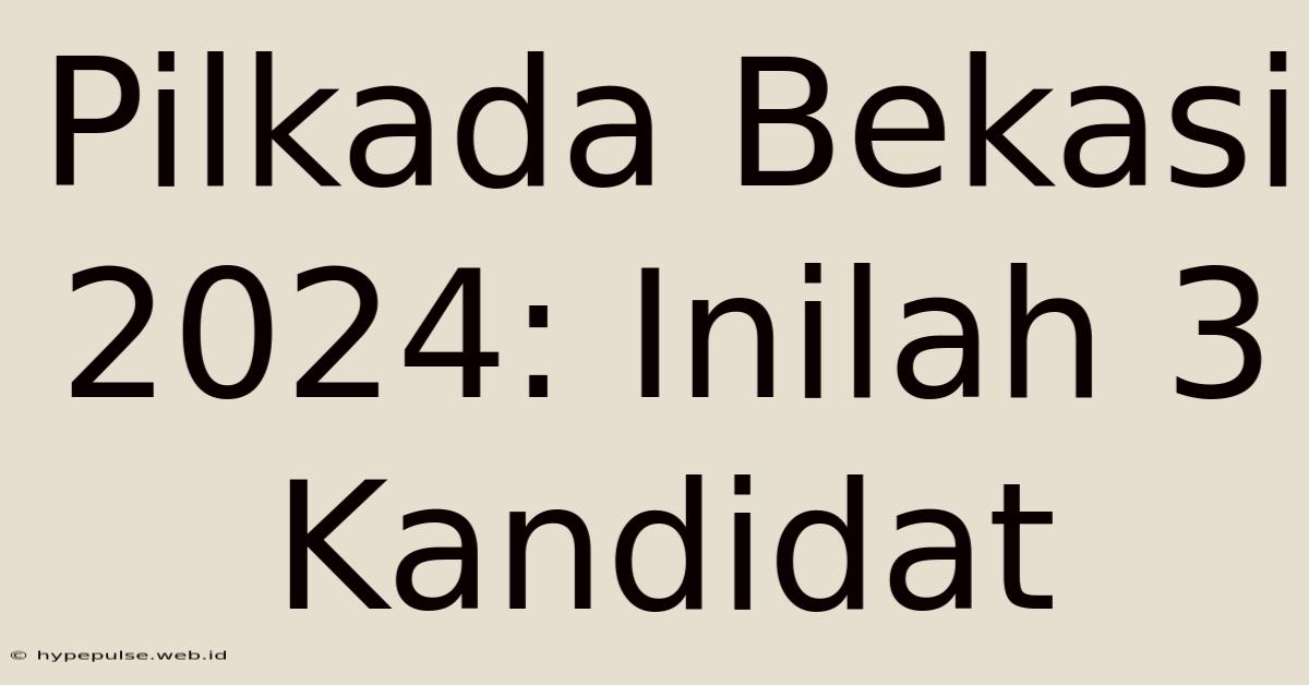 Pilkada Bekasi 2024: Inilah 3 Kandidat