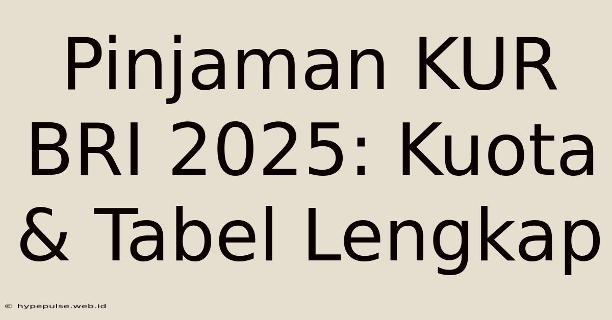 Pinjaman KUR BRI 2025: Kuota & Tabel Lengkap