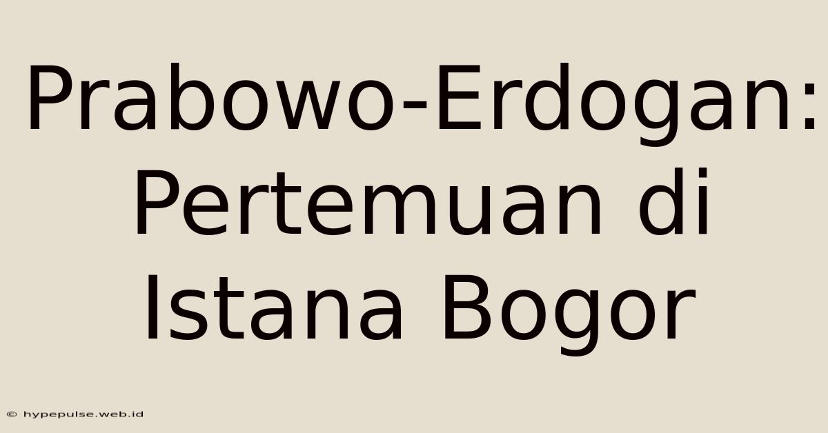 Prabowo-Erdogan: Pertemuan Di Istana Bogor