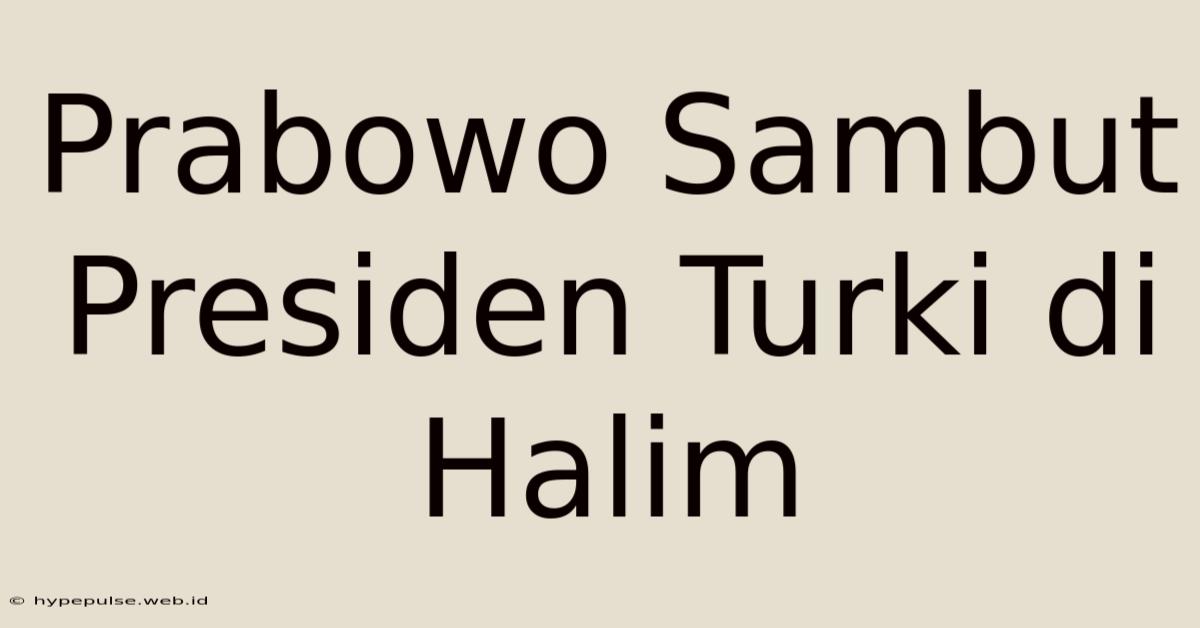 Prabowo Sambut Presiden Turki Di Halim