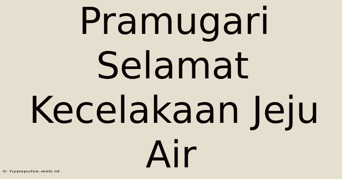 Pramugari Selamat Kecelakaan Jeju Air