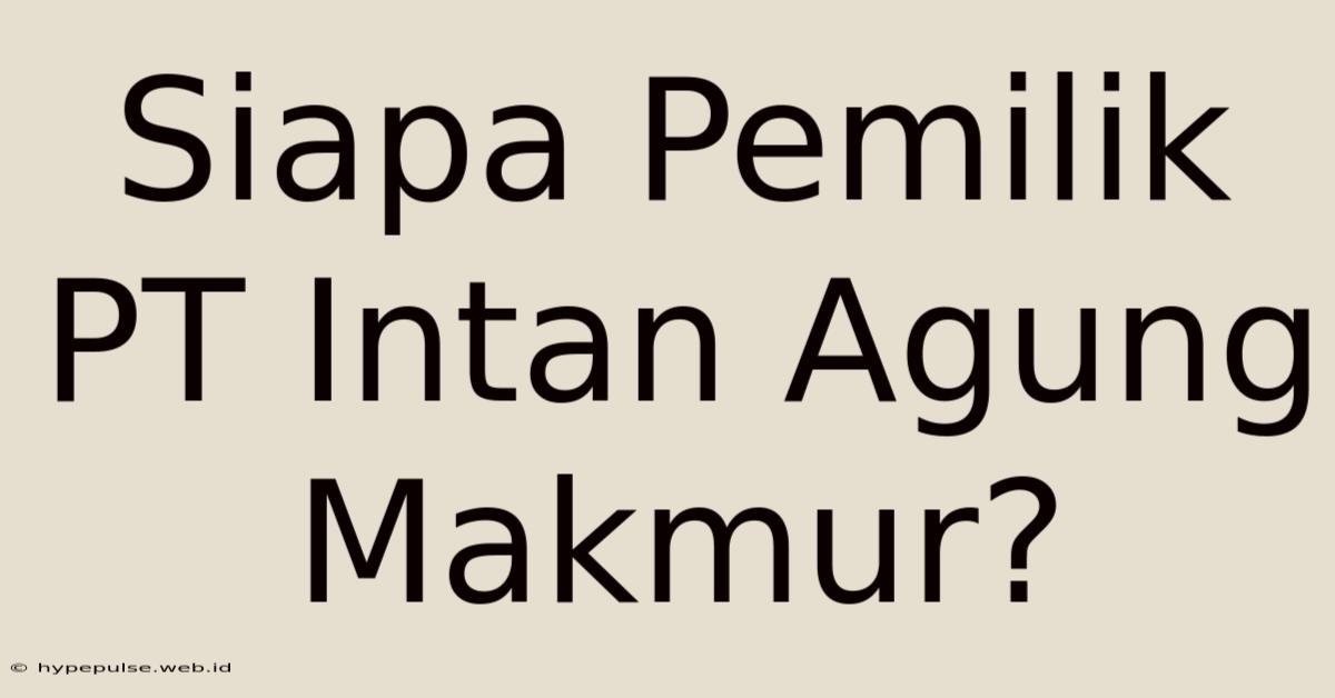 Siapa Pemilik PT Intan Agung Makmur?