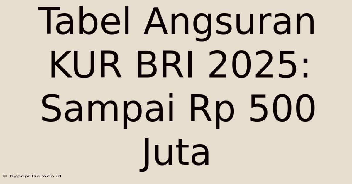 Tabel Angsuran KUR BRI 2025: Sampai Rp 500 Juta